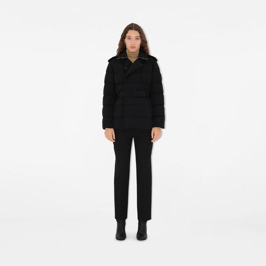 【一】BURBERRY 巴宝莉 女士 B 字盾牌徽标贴花短款尼龙羽绒服 黑色 8097862 C1900 商品图2