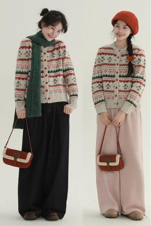 Stay2Weeks 圣诞文艺复古提花舒适针织开衫 21905 商品图2