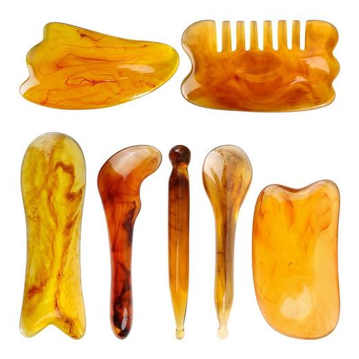 琥珀刮痧板套装保健按摩点穴拔筋美容片7件套装足疗按摩推拿专用 商品图2