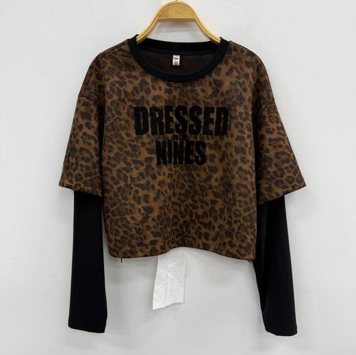 NC豹纹拼接印字母针织T恤50914（咖啡）秋季153240110321 商品图1