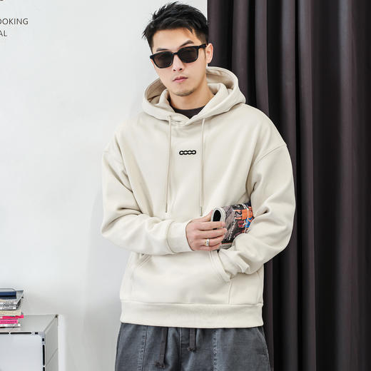 徐太浪【学院风 抽绳连帽】加绒卫衣男秋冬新款休闲运动帽衫外套 商品图3
