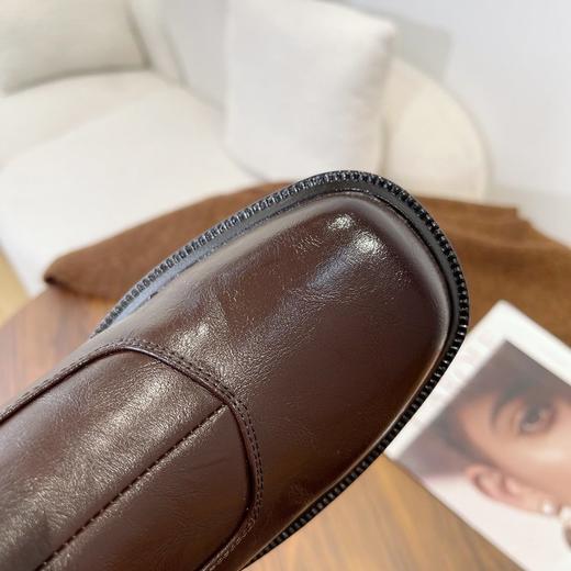 【秋冬真皮粗高跟切尔西马丁靴】复古厚底短靴，秋冬时尚新宠！法式方头设计，脚口弹力袜靴！穿脱便捷，百搭不挑人！【KH-J】 商品图6