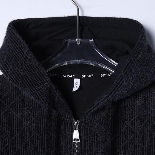 SDSA男士秋冬新款痞帅男装时尚绒毛线条竖纹拉链连帽卫衣百搭宽松 商品图1
