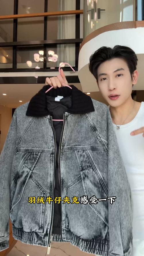 2540410SDSA男士秋冬新款痞帅男装韩版时尚可拆卸翻领牛仔羽绒服外套百搭 商品图0