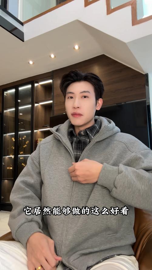 1799BSDSA秋冬新款痞帅男装韩版下摆拼接拉链立领连帽羽绒服外套百搭 商品图0