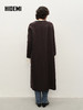 HIDEMI 简约设计感包嵌式皮边v领长款廓形美利奴羊毛双面呢大衣 商品缩略图1