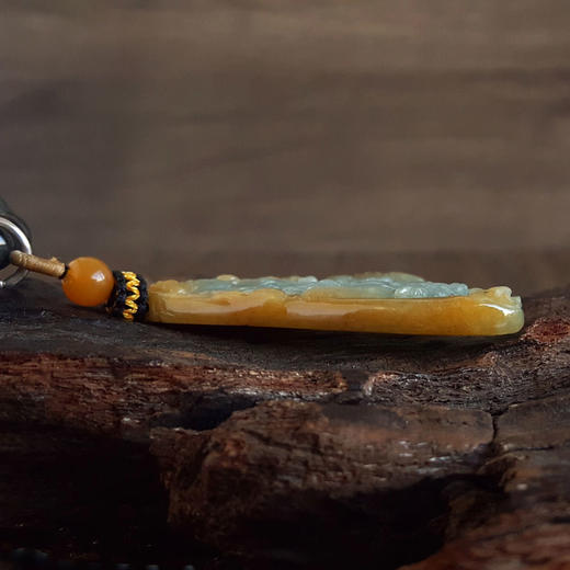 【天然正品】A货翡翠天然细腻糯种持莲观音（平安安乐）随形平安无事牌黄翡珠串项链54.1*49.7*6.3MM（皆取最大值）中性211125NJS12 特价 商品图6