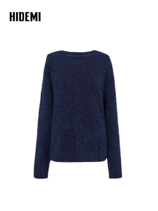 HIDEMI 进口alpaca羊驼毛长毛极简圆领廓形长袖大毛衣 商品图5