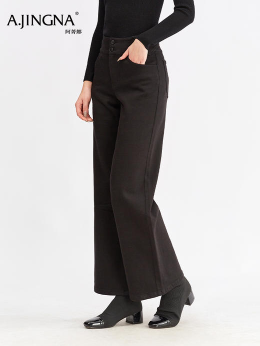 【 薄绒牛仔裤】阿菁娜冬季新款薄绒牛仔裤高腰阔腿显瘦复古微弹不紧绷F30D210021 商品图1