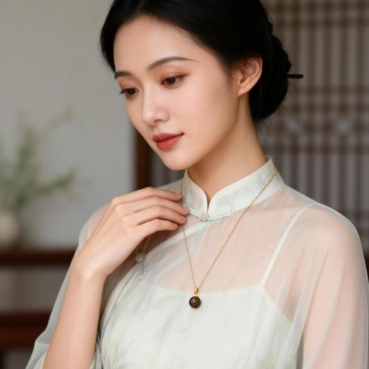 雅致·天成丨天然芽庄红土沉香错金吊坠 沉水级 SP10271 商品图1