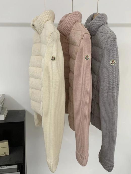 D120229新款防风保暖立领设计针织拼接羽绒服外套女 商品图7