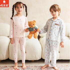 棉果果春季新品女宝满印柔软舒适5A抗菌纯棉套头套装M121302226019