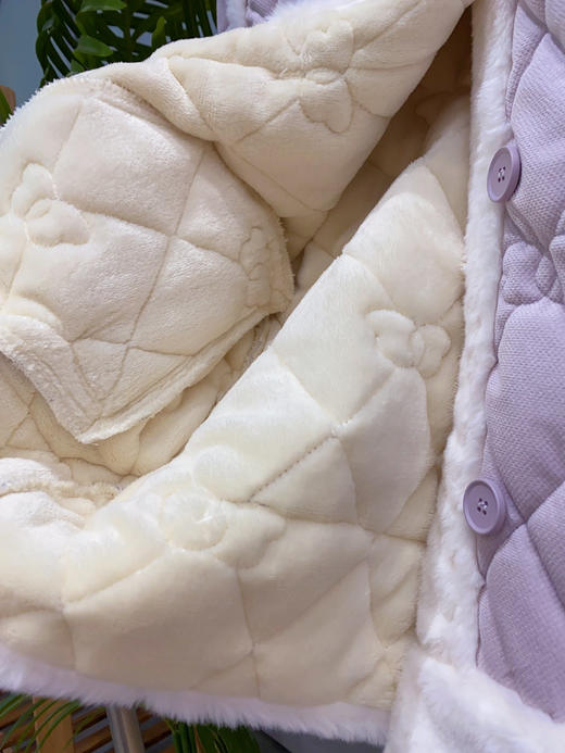 松植屋冬季女款加绒睡衣套装三层夹棉加厚保暖家居服可外穿棉袄 商品图10