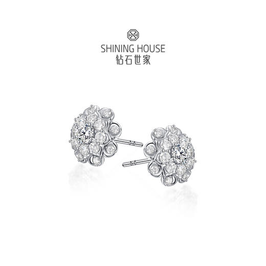【极慕之星】【门店同款】钻石世家 18K金钻石耳饰 花好月圆系列钻石耳饰 商品图1