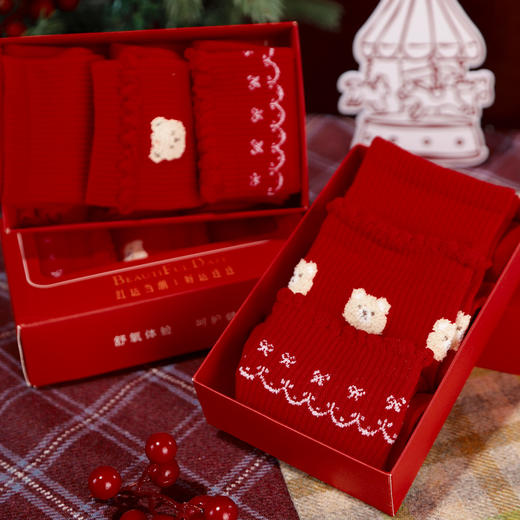 新年套盒-萌趣小熊红色堆堆袜-纪念日百货门店同款167793663 商品图1