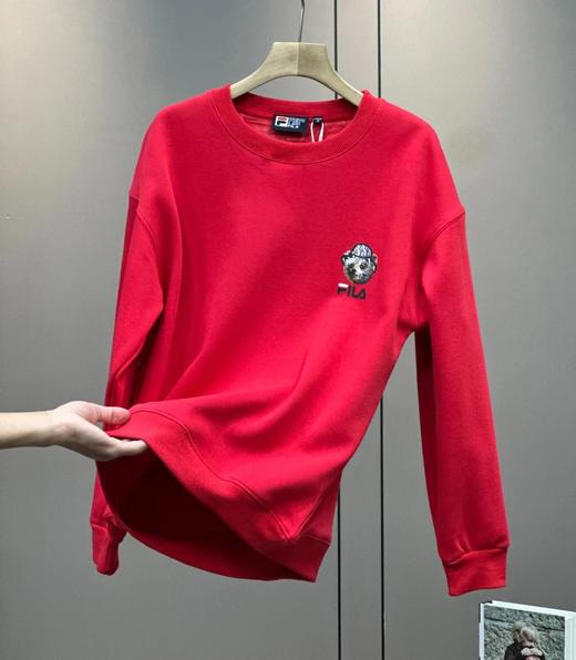 D120230小熊满印新年主题银狐绒圆领卫衣休闲情侣款 商品图2