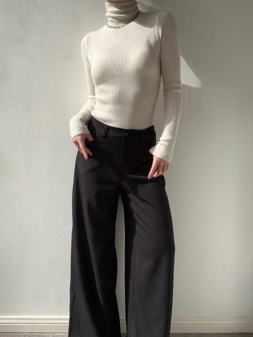 Puree｜#1971 Ribbed Baciscs Turtleneck 高垂领 精纺丝羊绒罗纹打底 [  白 / 黑  ] 商品图1