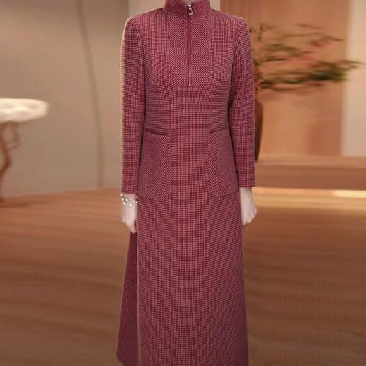 QYMXYKL-C536 今年流行新款长袖加厚连衣裙女2025秋冬新款妈妈绒面配大衣裙子 商品图2