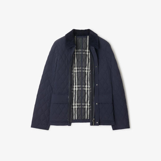 【一】BURBERRY 巴宝莉 女士 B 字盾牌徽标贴花绗缝尼龙夹克棉服 蓝色 8097995 C1901 商品图1