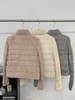 D120229新款防风保暖立领设计针织拼接羽绒服外套女 商品缩略图1