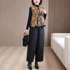 KQL 422H8205新中式国风马甲提花洋气大码马夹阔腿裤套装 商品缩略图3