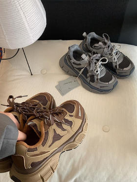 小怪兽加绒厚底增高5cm老爹鞋