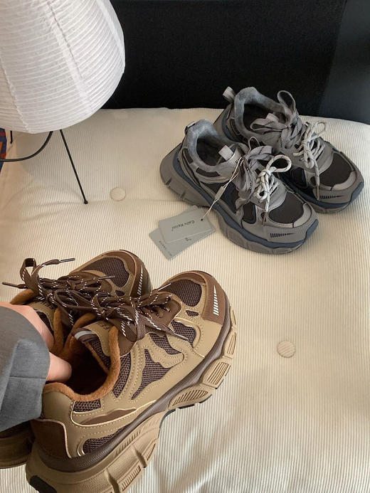 小怪兽加绒厚底增高5cm老爹鞋 商品图0