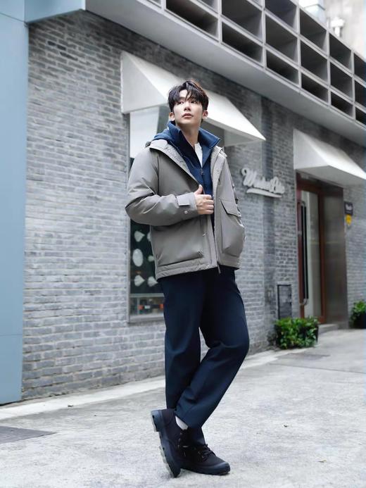 艾高男士防泼水透气内里磨毛保暖长裤软壳四面弹休闲裤 商品图2