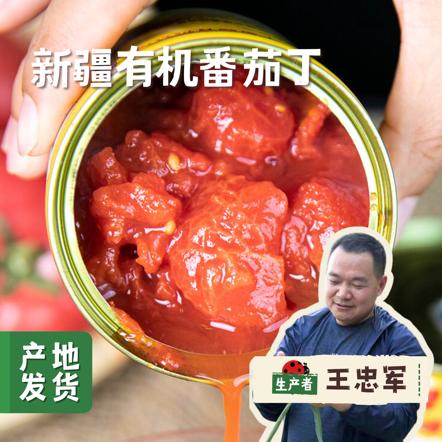 新疆有机番茄丁 300g*6罐 | 合作农友生产，产自新疆焉耆，生产者：王忠军 *【公平贸易农人定价】