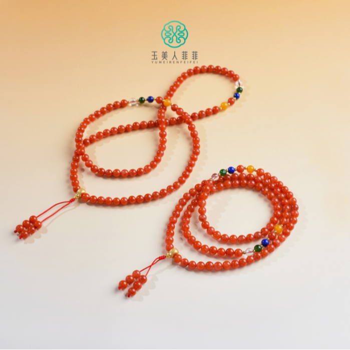 石惑珠宝^南红圆珠项链约6mm