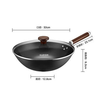 苏泊尔（SUPOR）炒锅32cm不锈炒菜锅精铁无涂层明火专用原厂锅盖轻量VC32BH01 商品图5
