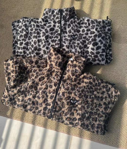 D120206复古街头感毛绒豹纹拉链外套男女同款 商品图0