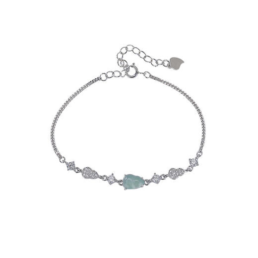 【福禄清华】天然绿翡翠S925纯银蓝水翡翠葫芦福禄手链【CW-SL11871】 商品图4