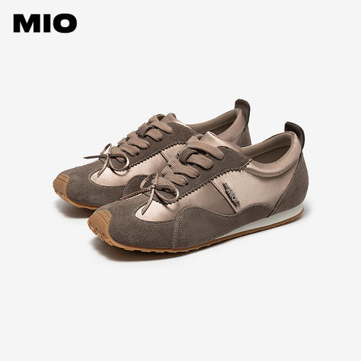 MIO米奥女鞋缎面拼接德训鞋2026春新款蝴蝶结休闲薄底复古阿甘鞋M261560807 商品图2