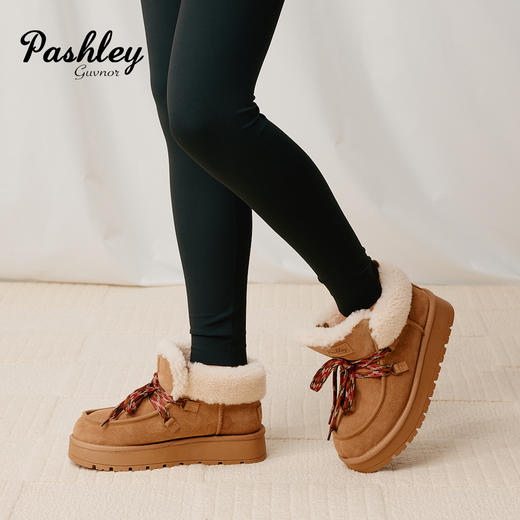 【梅花出品】帕奢利女士时尚系带雪地靴HZ0059 商品图4