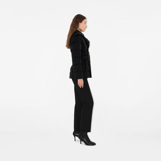 【一】BURBERRY 巴宝莉 女士 B 字盾牌徽标贴花短款尼龙羽绒服 黑色 8097862 C1900 商品图3