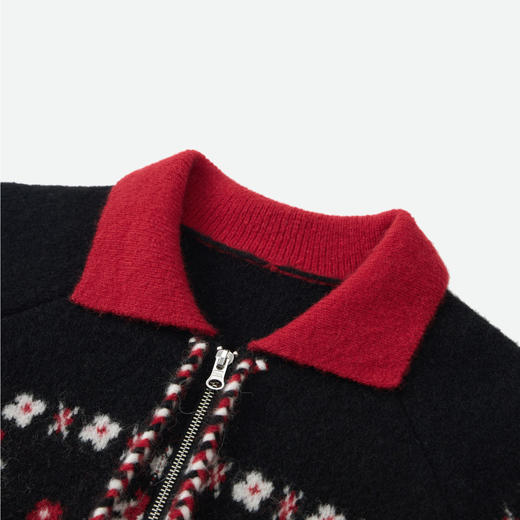 Herlian2025冬季新品圣诞树图案提花拼色针织外套 商品图3