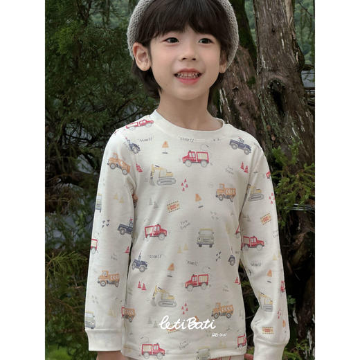 蕾蒂巴蒂 纯棉A类儿童套头秋衣裤套装 无骨打底全棉春秋款中大童长袖睡衣 商品图3