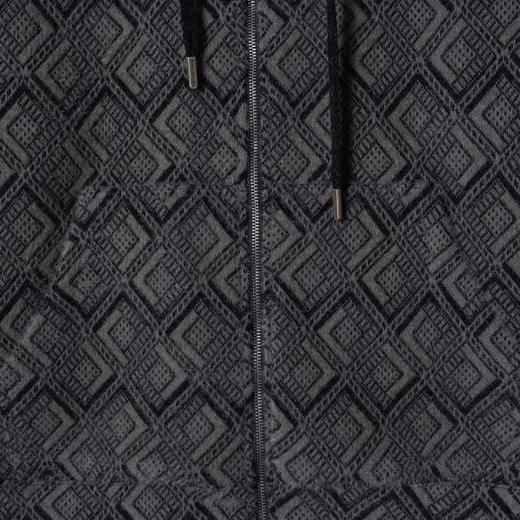 SDSA男士秋冬新款痞帅男装设计师菱形格绒毛拉链连帽卫衣宽松百搭 商品图2