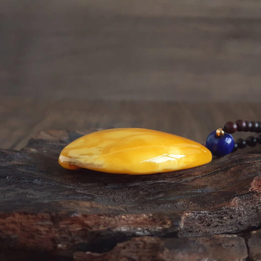 【天然正品】天然无杂裂满蜜鸡油黄水滴造型蜜蜡珠串项链51.6*37.4*11.3MM（皆取最大值）中性281125NJM18 特价 商品图5