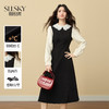 【12/03新品】熙世界法式通勤假两件磨毛连衣裙女秋冬气质高级感娃娃领长袖裙子 商品缩略图0