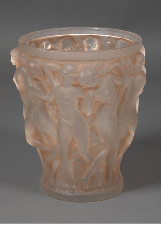 独角鹿西洋古董1927年法国出品「Bacchantes 酒神祭司」款橙色欧泊水晶花瓶 商品图2