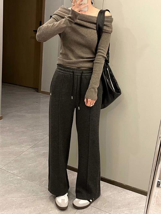 D120237秋冬季加绒松紧抽绳高腰糯米裤女款长裤 商品图5