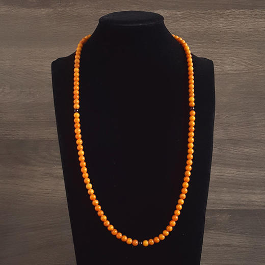 【天然正品】天然满蜜鸡油黄约7.2MM老蜜蜡多圈手串项链两用款7.2MM（皆取最大值）链长：41CM女士281125NJM16 特价 商品图6