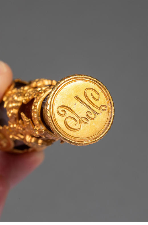 独角鹿西洋古董19世纪末法国出品帝政风格铜鎏金精雕镶嵌古典头像玛瑙火漆印章 商品图5