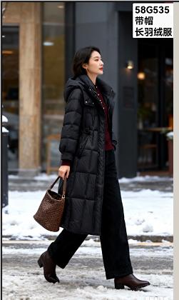 58G535带帽长款羽绒服 商品图1