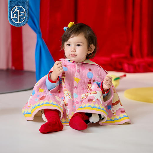 年衣童装婴儿斗篷连帽冬款女童披风外出服宝宝披肩防风外套跃跃喜乐婴童斗篷 商品图4