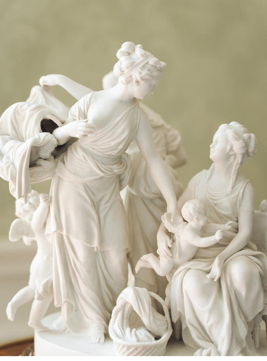 【已售】独角鹿西洋古董1911年代法国出品「La marchande d'amours丘比特小贩」主题素胎瓷群雕 商品图4