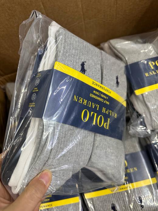 美版拉夫纯棉毛巾底长筒袜 一组6双黑白灰混色组合装 商品图0