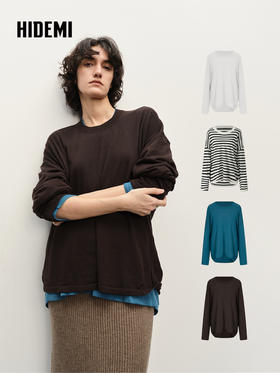 HIDEMI 咖啡进口美利奴羊毛基础款简约柔软圆领打底衫